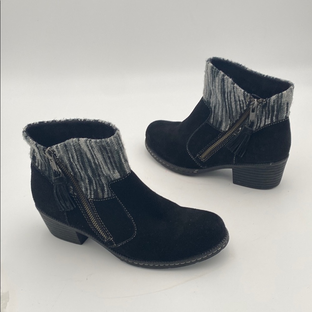 Boc Black Gray Ankle Boots suede wool women 7M casual festival Y2K retro office